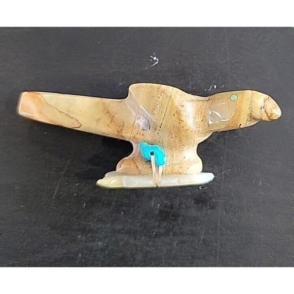Southwest Zuni Fetish - Hawk With Fish In Talons. Stone Turquoise Small